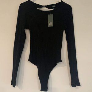Black Longsleeved Keyhole Back Bodysuit